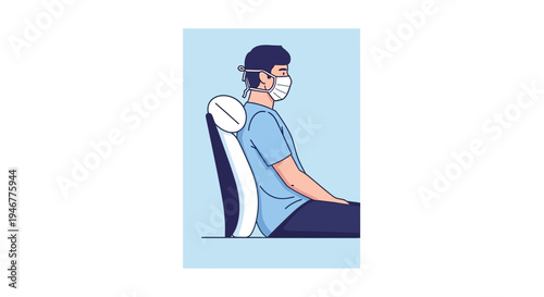 Medical Masked Passenger Sitting Comfortably on a Seat, Avoiding Risks for Safety