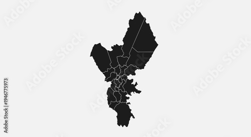 Black Silhouette Map of Metro Manila, Philippines with Administrative Divisions