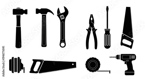 Essential Hand and Power Tools Silhouette Collection