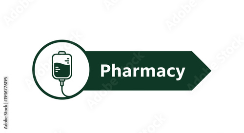 Medical Pharmacy Symbol with Infusion Bag Indicating Healthcare and Pharmaceutical Services