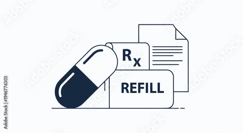 Medical Prescription And Refill Concept Represented With Graphic Icon Illustrations
