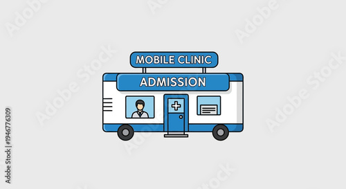 Medical Outreach On Wheels: A Vibrant Illustration Of Mobile Clinic Admission And Healthcare