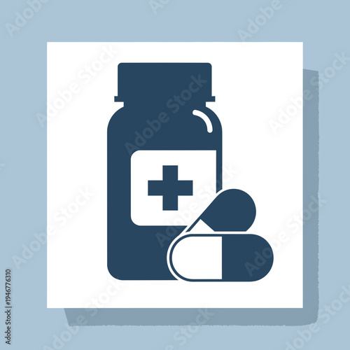 Medical Prescription Bottle And Capsules Illustration For Healthcare And Pharmaceuticals