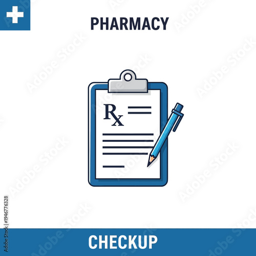 Medical Prescription Clipboard With Pen Illustrating Pharmacy And Health Checkup Processes