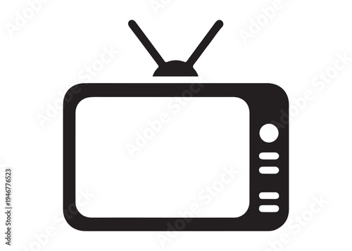 television logo silhouette vector, Vintage retro antenna television logo silhouette vector illustration, old tv logo, box tv logo, tv retro logo silhouette design on white background