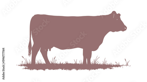 Side profile drawing of a cow on a field, created in a black and white hand-sketched style.