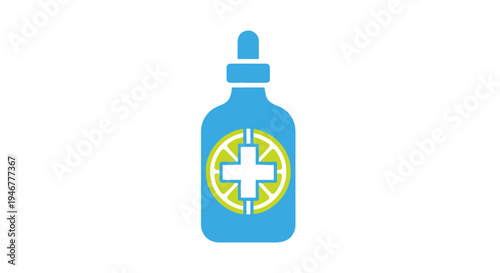 A blue medicine bottle with a dropper.