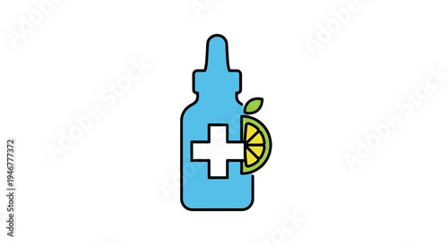 Vitamin supplement dropper with lemon icon.