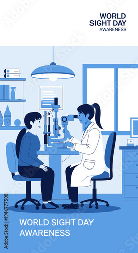 Medical Professional Conducting Eye Examination On Patient During World Sight Day Awareness Campaign