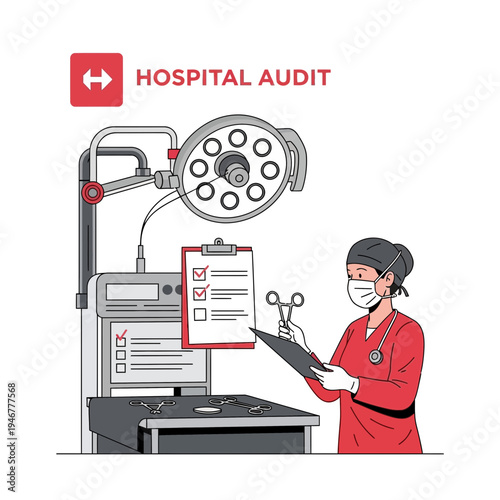 Medical Professional Conducting Hospital Audit And Reviewing Surgical Protocols Meticulously