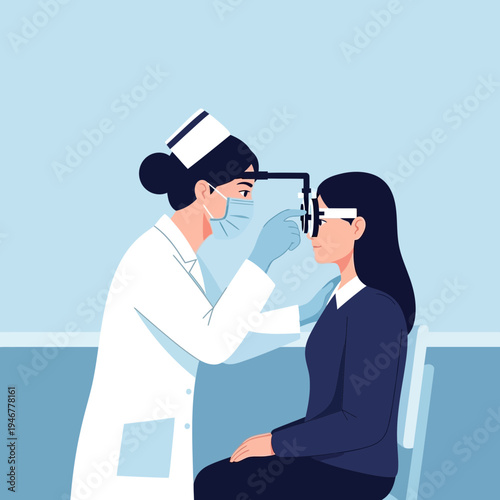 Medical Professional Examining Eyesight Of A Patient During An Ophthalmology Examination