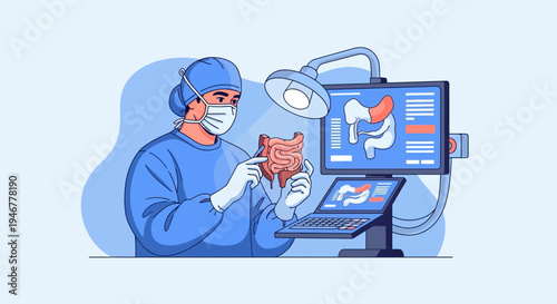 Medical Professional Examining Human Anatomy with Modern Surgical Technology