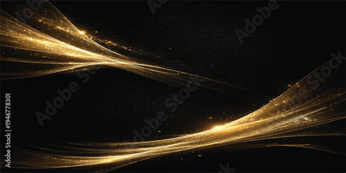 Elegant golden light streaks and particles on a dark textured background, abstract luxury award ceremony concept, gold background, abstract art