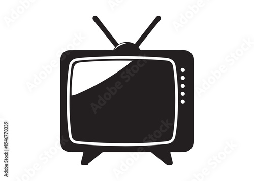 television logo silhouette vector, Vintage retro antenna television logo silhouette vector illustration, old tv logo, box tv logo, tv retro logo silhouette design on white background