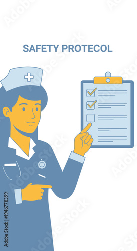 Medical Professional Explains Safety Measures Using Checklist in a Healthcare Environment
