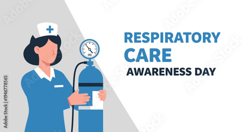 Medical Professional Holding Oxygen Tank for Respiratory Support and Awareness Campaign