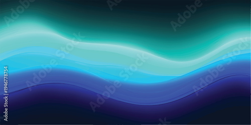 Vibrant neon blue and cyan glowing wave abstract background, suggesting technology, digital art, or futuristic concepts, neon light, energy flow, sound wave