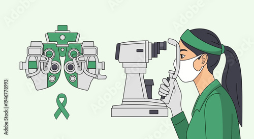 Medical Professional Performing Eye Exam With Modern Equipment And Innovative Techniques