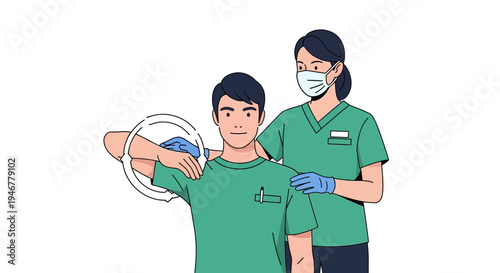 Medical Professional Performing Shoulder Examination on Patient in Doctor's Office