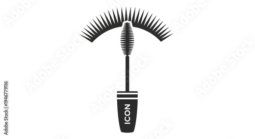 Mascara brush with long eyelashes and tube.
