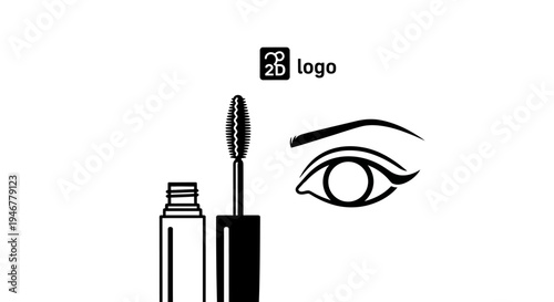 Black mascara tube and eye makeup.