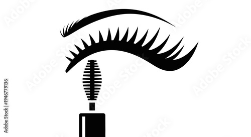 Black mascara and eyelashes illustration.