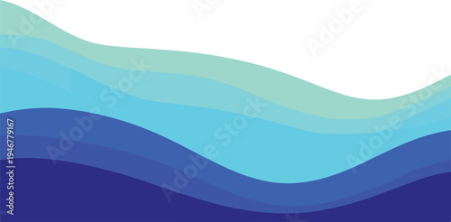 Cool blue and turquoise flowing abstract waves, refreshing background for aquatic or tech themes, clean design, white space
