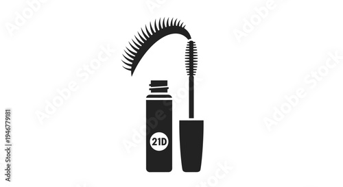 Black mascara tube and brush.