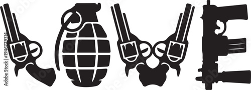 Silhouette Of Various Deadly Weapons illustration