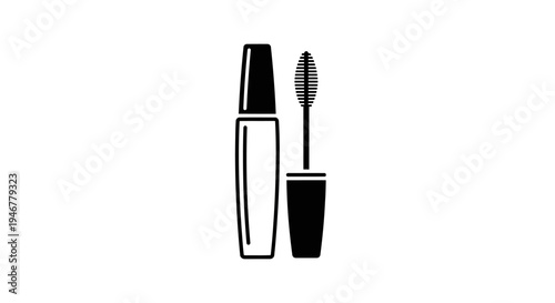 Black mascara tube and brush.