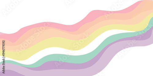 Pastel rainbow waves, soft flowing abstract background with bright colors, color palette, smooth lines, abstract art, background design, color gradient
