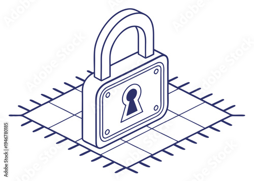 A padlock with a keyhole symbolizing security and protection isolated on transparent background, isolated on white background, Vector