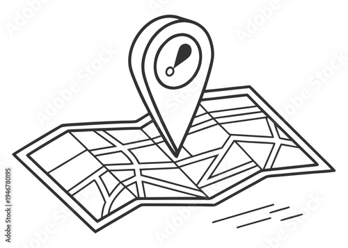 A map with a location pin indicating a specific point of interest. isolated on transparent background, isolated on white background, Vector