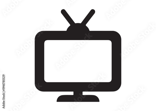 television logo silhouette vector, Vintage retro antenna television logo silhouette vector illustration, old tv logo, box tv logo, tv retro logo silhouette design on white background