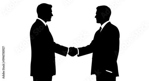 Businessmen shaking hands in silhouette, agreement, partnership, success, teamwork