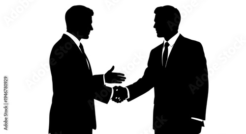Businessmen shaking hands in silhouette, symbolizing agreement and partnership