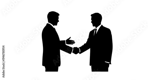 Businessmen Shaking Hands Silhouette, Partnership Agreement, Success, Teamwork, Corporate Deal