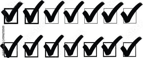 A series of checkmarks in boxes on a white background