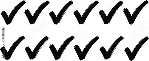 A series of black checkmarks on a white background