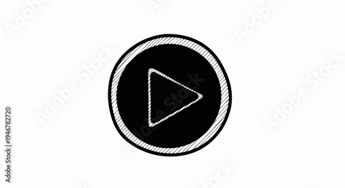 Hand-drawn black play button icon within a circled border