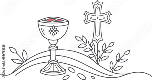 Corpus Domini celebration with chalice and cross communion eucharist