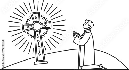 Corpus Domini Catholic celebration concept with priest praying