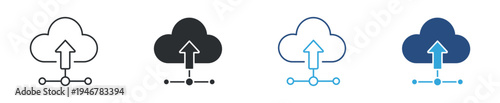 Cloud upload icon set. Data transfer and cloud computing concept. Vector illustration.