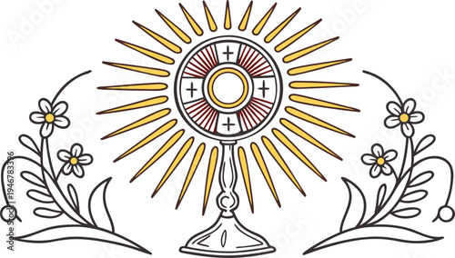 Corpus Domini Catholic feast monstrance with flowers Eucharist host