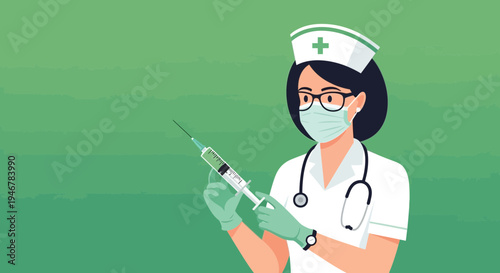 Medical Professional Preparing Vaccine, Healthcare Worker Illustration In Uniform