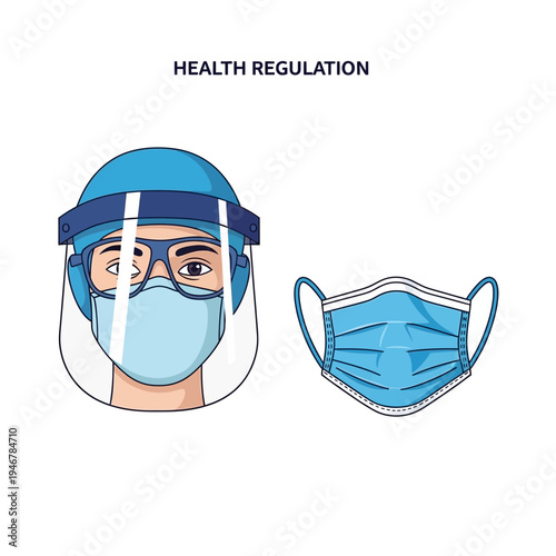 Medical Professional Protecting, Demonstrating Health Regulation and Safety Measures With Masks