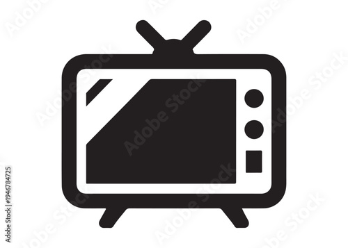 television logo silhouette vector, Vintage retro antenna television logo silhouette vector illustration, old tv logo, box tv logo, tv retro logo silhouette design on white background