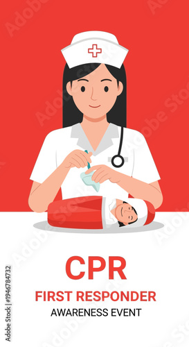 Medical Professional Providing Life-Saving Infant CPR, Promoting Community Health and Awareness