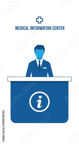 Medical Professional Providing Information at a Modern Information Hub Desk for Patients