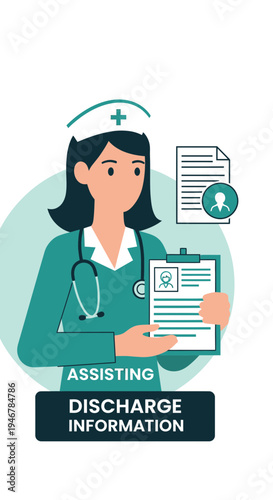 Medical Professional Providing Patient Discharge Details, Healthcare Communication, Patient Records